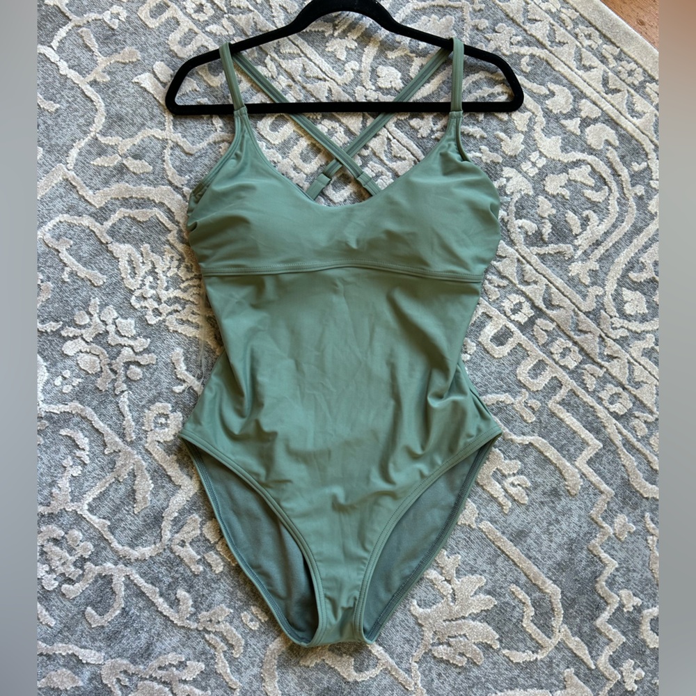 Green Prana women’s one piece swimsuit
